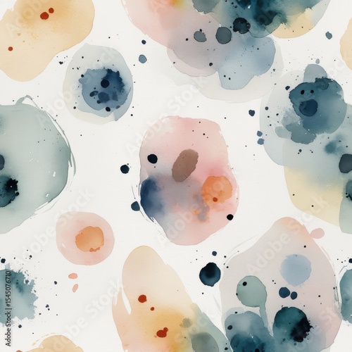 Abstract Watercolor Background with Organic Shapes in Soft Colors