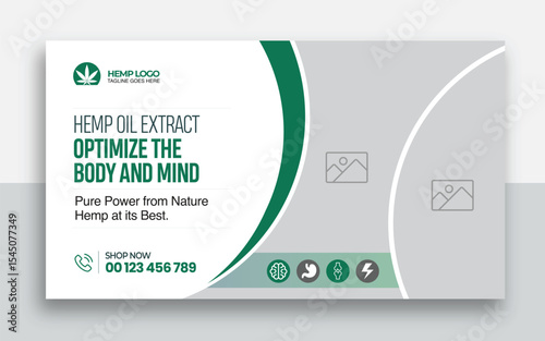 Hemp product CBD oil youtube thumbnail and web banner template design