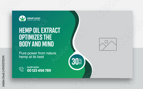 Hemp product CBD oil youtube thumbnail and web banner template design