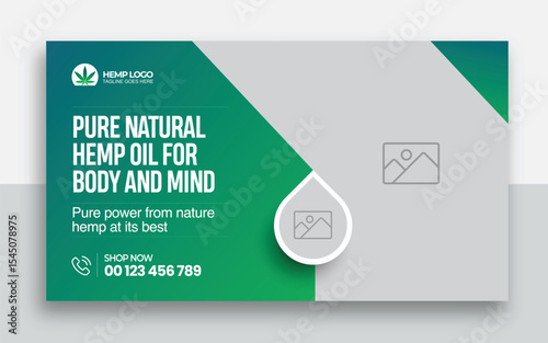 Hemp product CBD oil youtube thumbnail and web banner template design