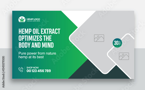Hemp product CBD oil youtube thumbnail and web banner template design