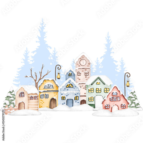 winter landscape with houses