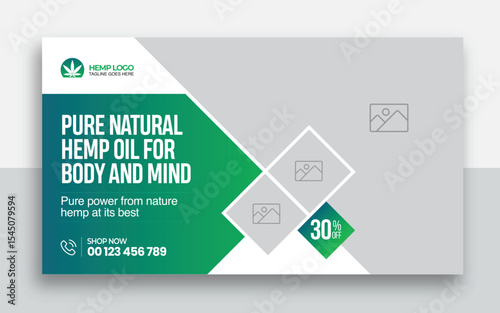 Hemp product CBD oil youtube thumbnail and web banner template design