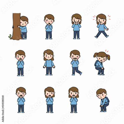 Multiple Emotions Illustration: A collection of illustrations capturing diverse facial expressions and body language, representing a range of human feelings. 