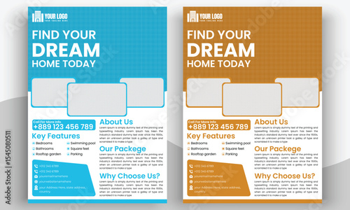 Modern real estate flyer design or building brochure design template