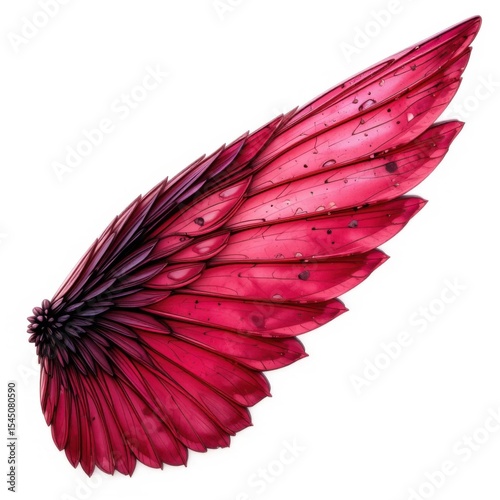 Vibrant Red Wing Design on White Background, Creative Concept