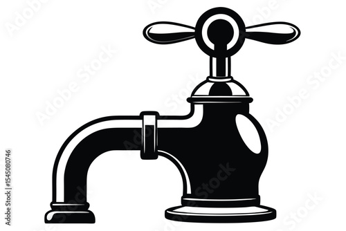 Ornate Black and White Faucet with Cross Handle Plumbing Fixture Design