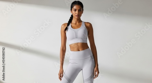 Wallpaper Mural Athletic woman in stylish workout gear, posing confidently in a well-lit space with soft shadows. Torontodigital.ca