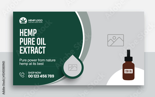 Hemp product CBD oil youtube thumbnail and web banner template design