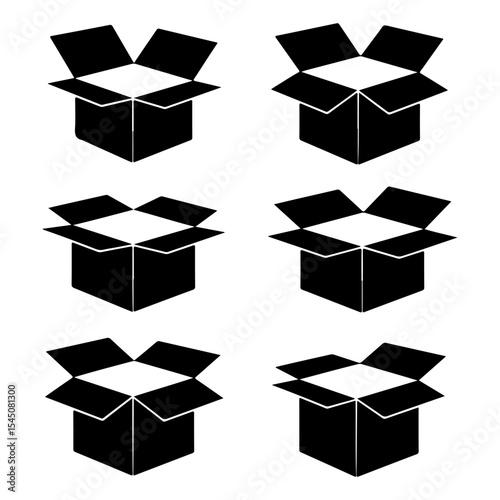 Black silhouette of box set different style