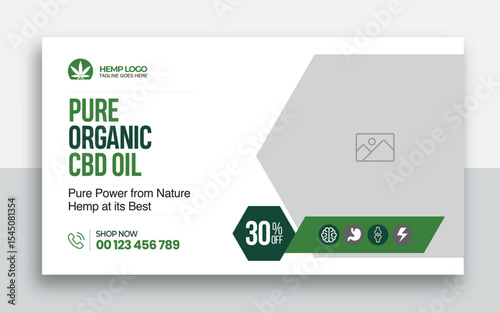 Hemp product CBD oil youtube thumbnail and web banner template design