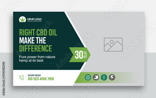 Hemp product CBD oil youtube thumbnail and web banner template design