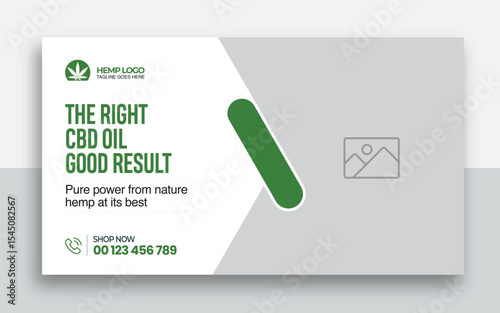 Hemp product CBD oil youtube thumbnail and web banner template design