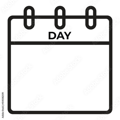 Black Outline Calendar Icon Day Blank Template vector
