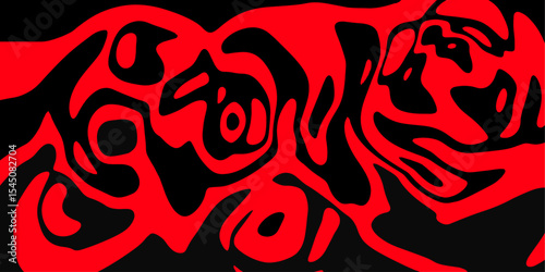 Red and Black Abstract Vector Background with Artistic Fluid Waves.