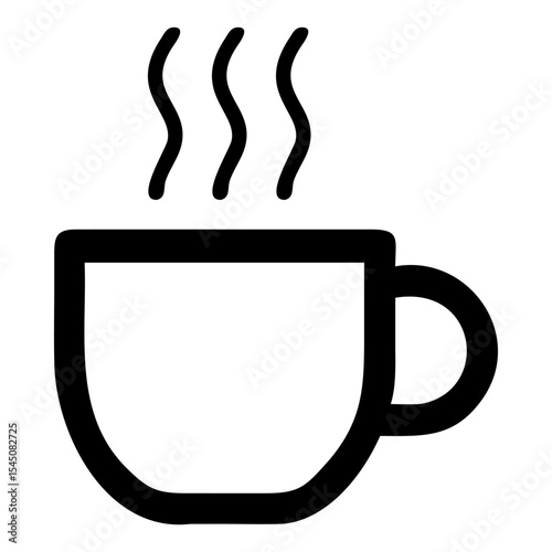 Hot Coffee Cup Simple Black Icon Illustration steam