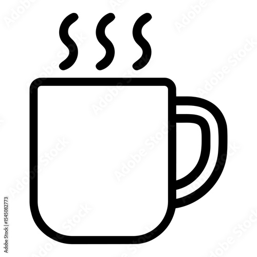 Hot Coffee Mug Steam Icon Black Line Art vector