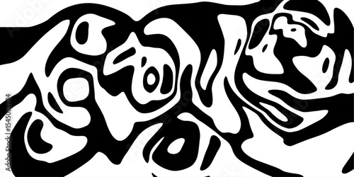 Black and White High-Contrast Fluid Vector Art Design.