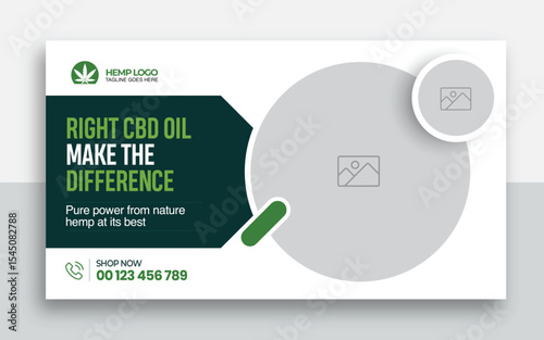 Hemp product CBD oil youtube thumbnail and web banner template design