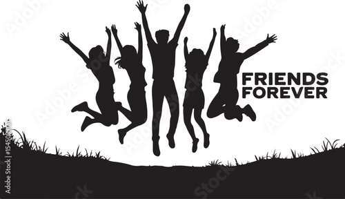 
Friends Forever Jumping Silhouette Vector Bundle
