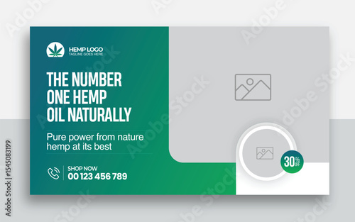 Hemp product CBD oil youtube thumbnail and web banner template design
