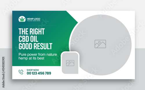 Hemp product CBD oil youtube thumbnail and web banner template design