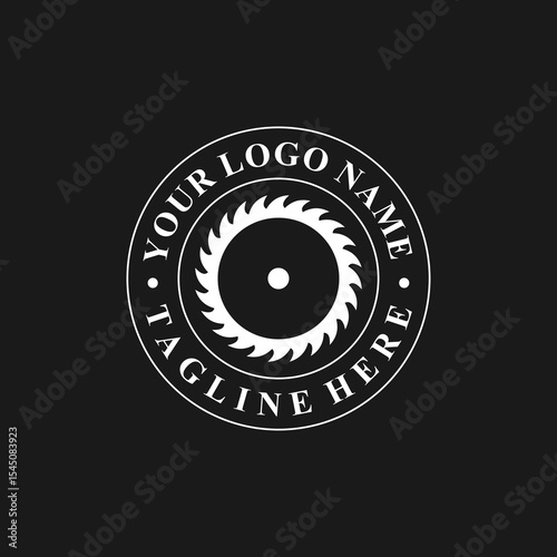 saw blade logo design, symbol, icon, vector, industry, vintage, wood sawing logo, carpentry