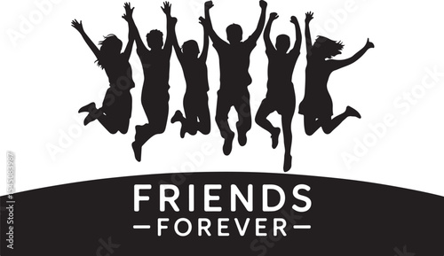 
Friends Forever Jumping Silhouette Vector Bundle
