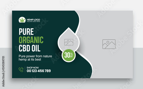 Hemp product CBD oil youtube thumbnail and web banner template design