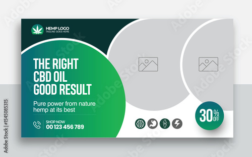 Hemp product CBD oil youtube thumbnail and web banner template design
