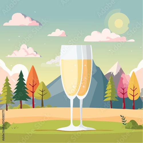 Celebration toast with champagne