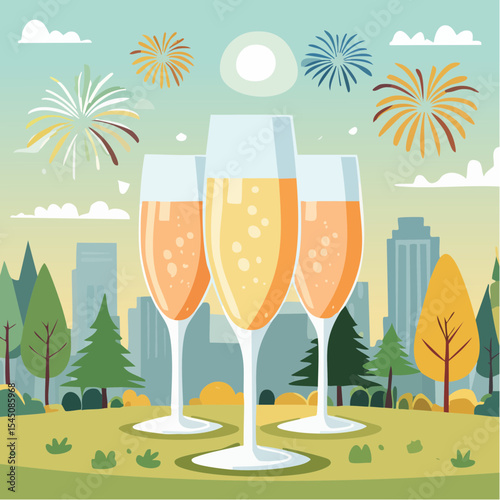 Celebration toast with champagne