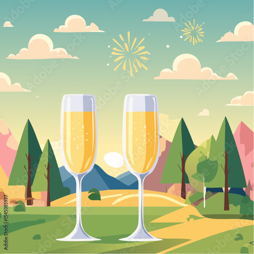 Celebration toast with champagne
