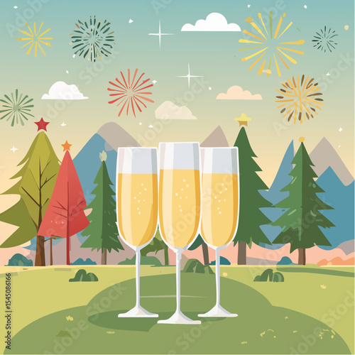 Celebration toast with champagne