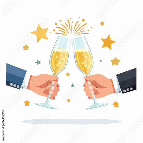 Celebration toast with champagne