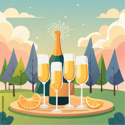 Celebration toast with champagne