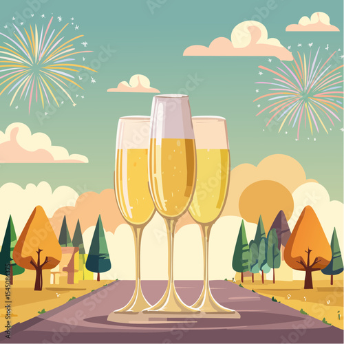 Celebration toast with champagne