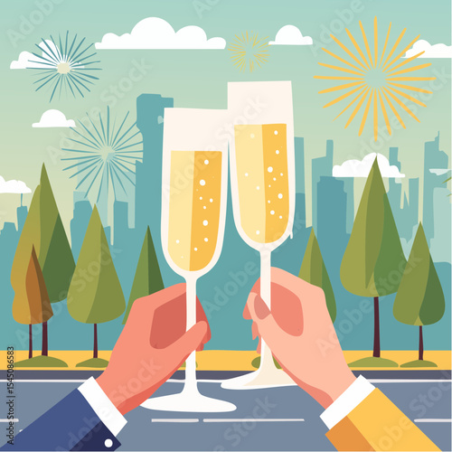 Celebration toast with champagne