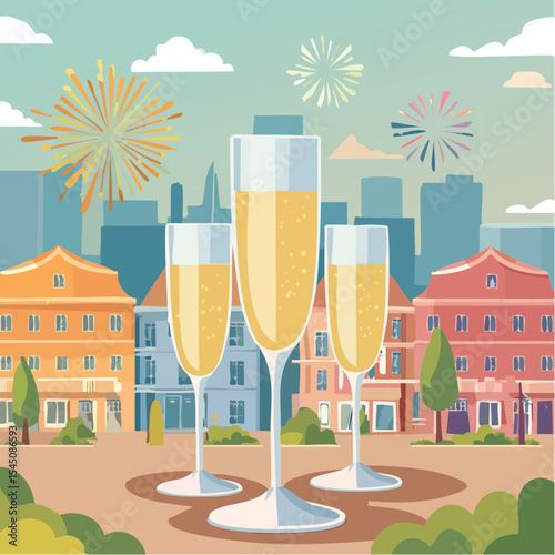 Celebration toast with champagne