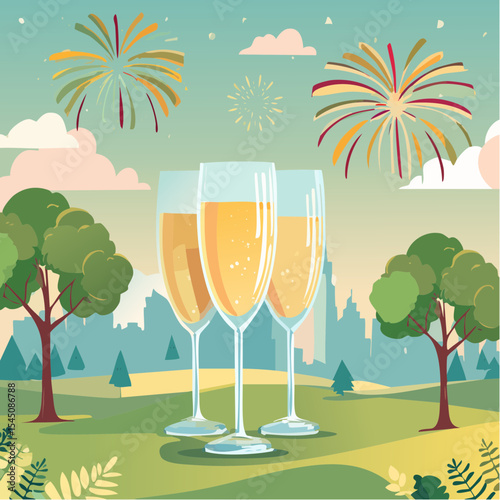 Celebration toast with champagne