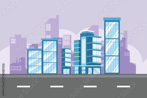 Sky Building Concept. Colored flat vector illustration isolated