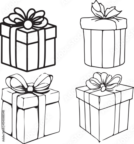 Hand drawn Christmas gift box icon. Editable vector illustration.