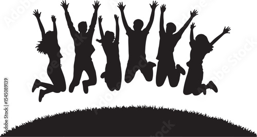 Friends Forever Jumping Silhouette Vector Bundle