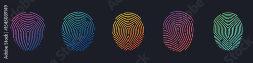 Fingerprint icon set. Touch id icon finger vector in gradient style isolated on background
