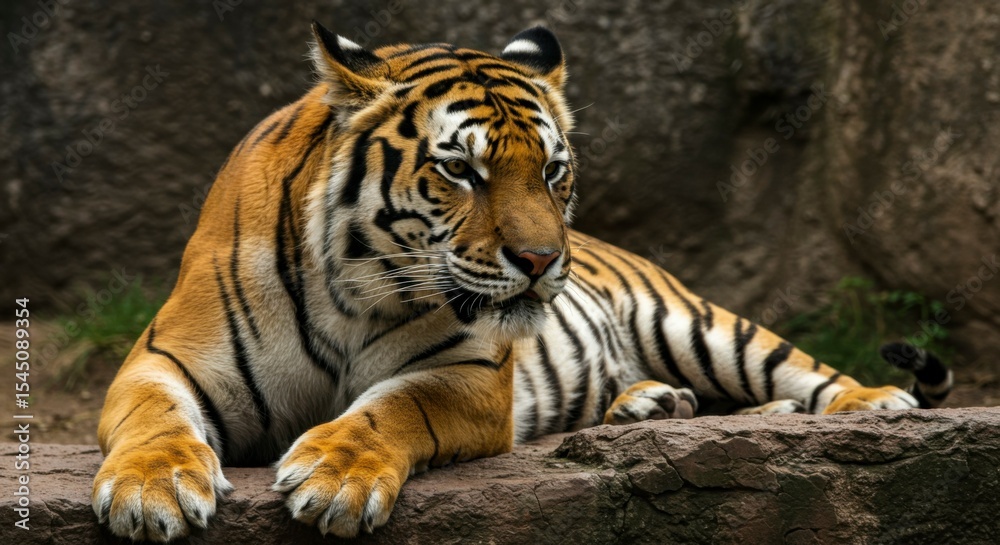 Naklejka premium Tiger resting on rock