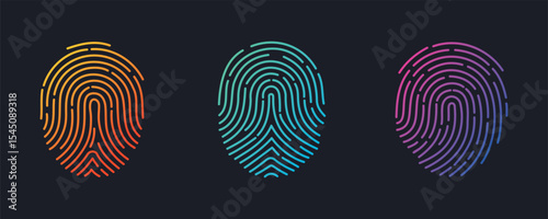 Fingerprint icon set. Touch id icon finger vector in gradient style isolated on background