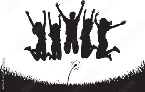 Friends Forever Jumping Silhouette Vector Bundle