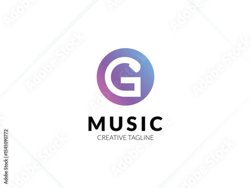 Letter G gradient music logo with headphone for your brand
