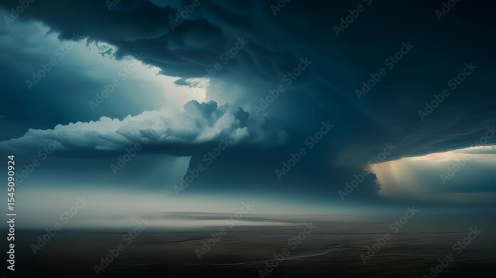 Supercell storm erupts over vast flat land Supercell storm erupts over vast flat land