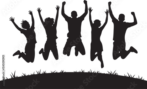 Friends Forever Jumping Silhouette Vector Bundle